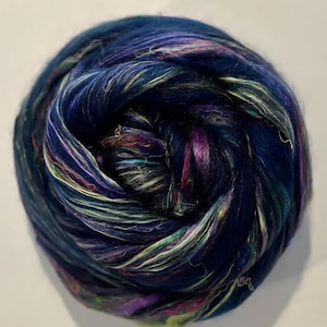 Aurora, merino silk, 4 oz braid, combed top, roving, spinning fiber, custom blend