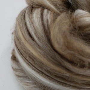 Merino/Brown Alpaca/Camel/Mulberry Silk, 4 oz braid, combed top, roving, spinning or felting fiber, luxury blend image 4