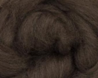 Yak, dark brown, 4 oz braid, combed top, roving, spinning fiber