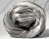 Black Marble, merino silk, 4 oz braid, combed top, roving, spinning fiber, custom blend