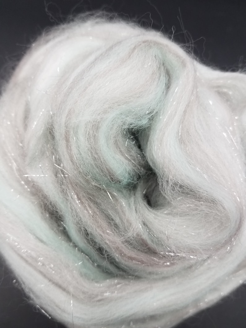 Happily Ever After, 23 micron merino, 4 oz braid, combed top, roving, spinning fiber, angelina sparkle image 4