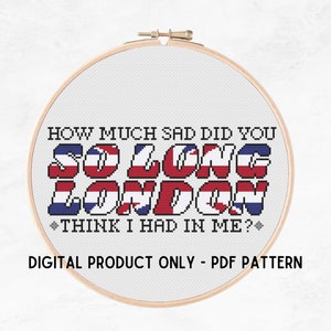So Long London Cross Stitch Pattern | TTPD Cross Stitch Pattern | Digital Cross Stitch Pattern | Easy Cross Stitch Pattern