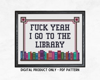 Library Cross Stitch Pattern PDF | Digital Cross Stitch Pattern | Book Cross Stitch Pattern | Easy Cross Stitch Pattern