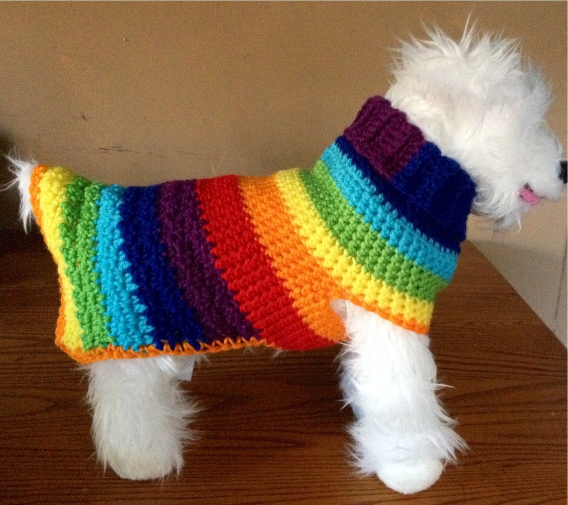 Rainbow Dog Sweaterdog Sweatersmall Dog Sweatermedium Dog Etsy