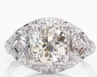 Anillo de compromiso de platino con diamantes de talla única y antiguo europeo, con certificación GIA, de 2,21 ct, de la época eduardiana, circa 1915, ATL n.° 501