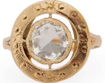 Circa 1900 Edwardian 14K Yellow Gold 1.13ct Rose Cut Diamond Engagement Ring - VEG#1791