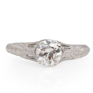 Circa 1940 Art Deco Platinum .65ct Old European Brilliant Diamond Engagement Ring - VEG#2201