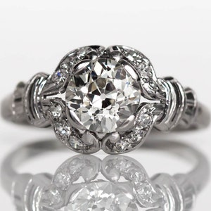 Circa 1910 Edwardian Platinum GIA Certified 1.02ct Old European Brilliant Cut Diamond Engagement Ring - VEG#764