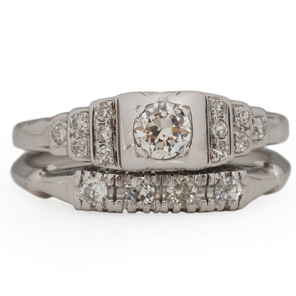 Circa 1920 Art Deco Platinum .20ct Old European Brilliant Diamond Engagement Ring - VEG#1846
