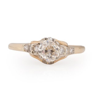 Circa 1900 Edwardian 14K Yellow Gold GIA Certified .82ct Old Mine Brilliant Diamond Engagement Ring - VEG#2072