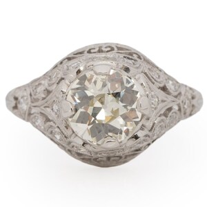 Circa 1910 Art Deco Platinum GIA Certified 1.51ct Old European Brilliant Diamond Engagement Ring - VEG#1901