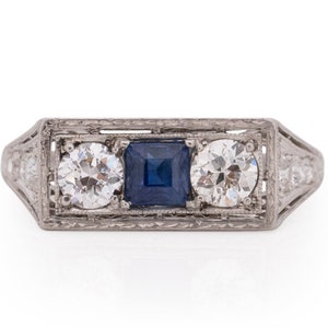 Circa 1920 Art Deco Platinum .75cttw Old European Brilliant Diamond Engagement Ring - VEG#1701