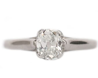 Circa 1930 Art Deco Platinum Bailey Banks & Biddle GIA Certified .79ct Antique Oval Diamond Engagement Ring - VEG#1311