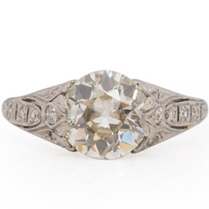 Circa 1920 Art Deco Platinum 1.99ct Old European Brilliant Diamond Engagement Ring - VEG#1808