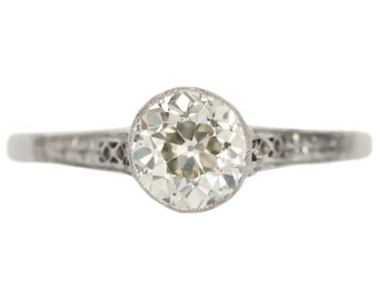 Circa 1910s Edwardian Platinum 1.01ct Old European Brilliant Engagement Ring - VEG#1113