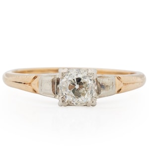 Circa 1900 Edwardian 14K Yellow Gold GIA Certified .80ct Old Mine Brilliant Diamond Engagement Ring - VEG#1664