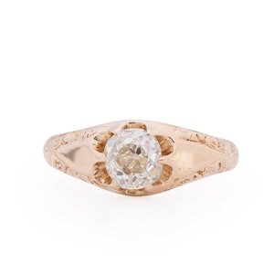 Circa 1900 Edwardian 14K Yellow Gold GIA Certified 1.10ct Old European Brilliant Diamond Engagement Ring - VEG#1619