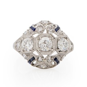 Circa 1920 Art Deco Platinum 1.25ct Old European Brilliant Diamond Engagement Ring - VEG#1641