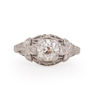 Circa 1920 Art Deco Platinum GIA 1.16ct Old European Brilliant Diamond Engagement Ring - VEG#1990