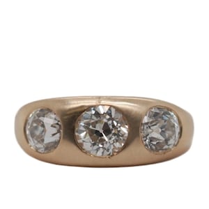 Anillo de compromiso con diamantes brillantes europeos antiguos, década de 1900 - VEG#2342