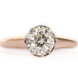 Anillo de compromiso victoriano de oro amarillo de 14 quilates con diamantes de talla europea antigua de 1,12 ct, circa 1890 - VEG n.° 961