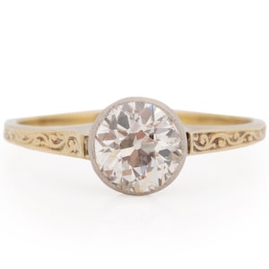 Circa 1910 Edwardian 14k Yellow Gold GIA Certified 1.03ct Old European Brilliant Diamond Engagement Ring - VEG#1914