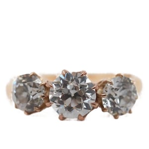 Circa 1900s Center 1.00ct Gia Old European Three Stone Diamond Engagement Ring - VEG#2340