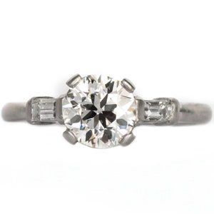 Circa 1930s Art Deco Platinum GIA Certified .93ct Old European Brilliant Cut Diamond Engagement Ring - VEG#1054