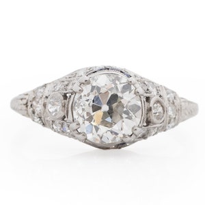 Circa 1920s Platinum GIA 1.40ct Old European Brilliant Diamond Engagement Ring - VEG#2283