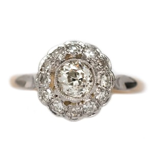 Zirka 1910 Edwardian 14K Gelbgold & Platin GIA-zertifizierter .55ct Diamant-Verlobungsring im Brillantschliff - VEG # 1305