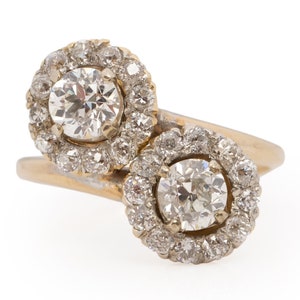 Anillo de compromiso de diamantes brillantes europeos antiguos de oro amarillo de 14 k y 1,00 ct, circa 1910 - VEG n.° 1889