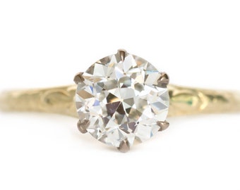 Circa 1910 Edwardian 18K Yellow Gold & Platinum GIA Certified 1.11ct Diamond Engagement Ring - VEG#951