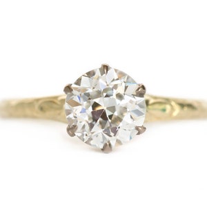 Circa 1910 Edwardian 18K Yellow Gold & Platinum GIA Certified 1.11ct Diamond Engagement Ring - VEG#951