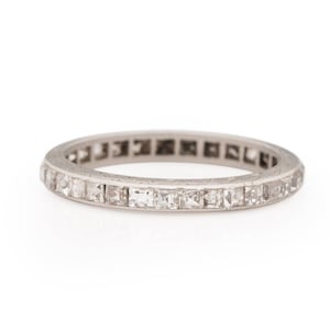 Circa 1920 Art Deco Platinum 1.00ct French Cut Diamond Wedding Band - VEG#2098