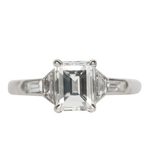 Circa 1920 Art Deco 1.25ct Carre Cut Diamond Engagement Ring-VEG#648A