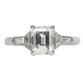 Circa 1920 Art Deco 1.25ct Carre Cut Diamond Engagement Ring-VEG#648A