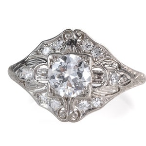 Circa 1920s .98 Carat Total Old European Diamond Platinum Engagement Ring, ATL#141C