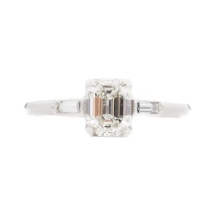 Circa 1920s Platinum Gia 1.21ct Antique Step Cut Diamond Engagement Ring - VEG#2323