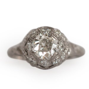 Circa 1920s Art Deco Platinum GIA Certified .76ct Old European Brilliant Diamond Engagement Ring - VEG #1518