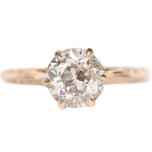 Circa 1900s 10K Yellow Gold Edwardian 1.75ct Old European Brilliant Diamond Engagement Ring - VEG#1198