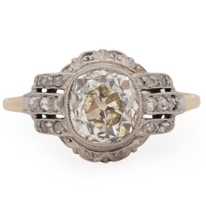 Circa 1910 Edwardian Platinum/14K Gold GIA Certified 2.06ct Old Mine Brilliant Diamond Engagement Ring - VEG#1892