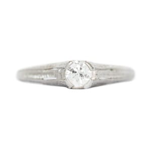 Circa 1930s Art Deco Platinum .20ct Old European Brilliant Diamond Engagement Ring - VEG#1218