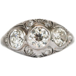 Circa 1920s Art Deco Platinum .55ct Old European Brilliant & .90ct Diamond Engagement Ring VEG1058 image 1