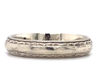 Circa 1928 Art Deco Wedding Band with Heavy Carved & Milgrain Design, ATL#406A