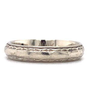 Circa 1928 Art Deco Wedding Band with Heavy Carved & Milgrain Design, ATL#406A