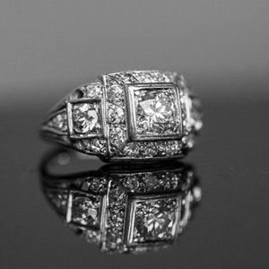 Antique Art Nouveau Circa 1915 Platinum Old European Cut Diamond Engagement Ring w/ 1.50cttw ATL#26A