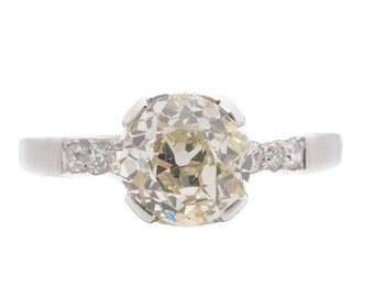 Circa 1920s GIA 2.04ct Old European Brilliant Diamond Platinum Engagement Ring - VEG#2330