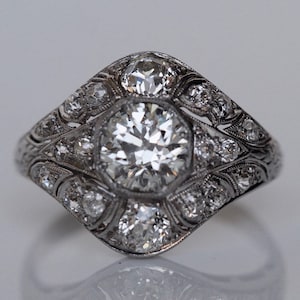 Circa 1910 - Platinum Art Deco GIA Certified 1.00ct Old European Cut Diamond Engagement Ring - ATL#459