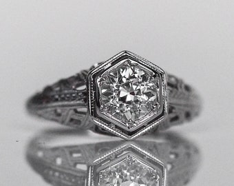 Circa 1950s Vintage Flare Diamond Ring and Wedding Band - Etsy