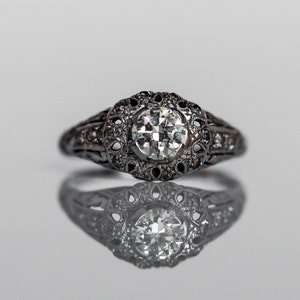 Antique Platinum Engagement Ring .70cttw w/ Old European Cut Diamond from 1930's VEG #10